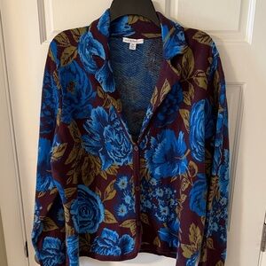 Isaac Mizrahi Live! Floral Tapestry Collared Soft Cardigan Sweater Size 2X NEW